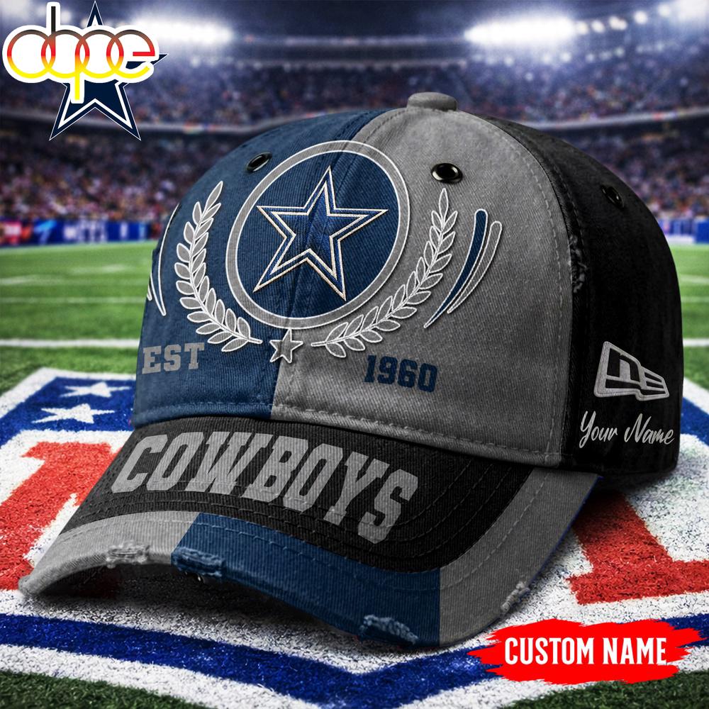 Custom Name Dallas Cowboys NFL Split Color New Era Baseball Cap