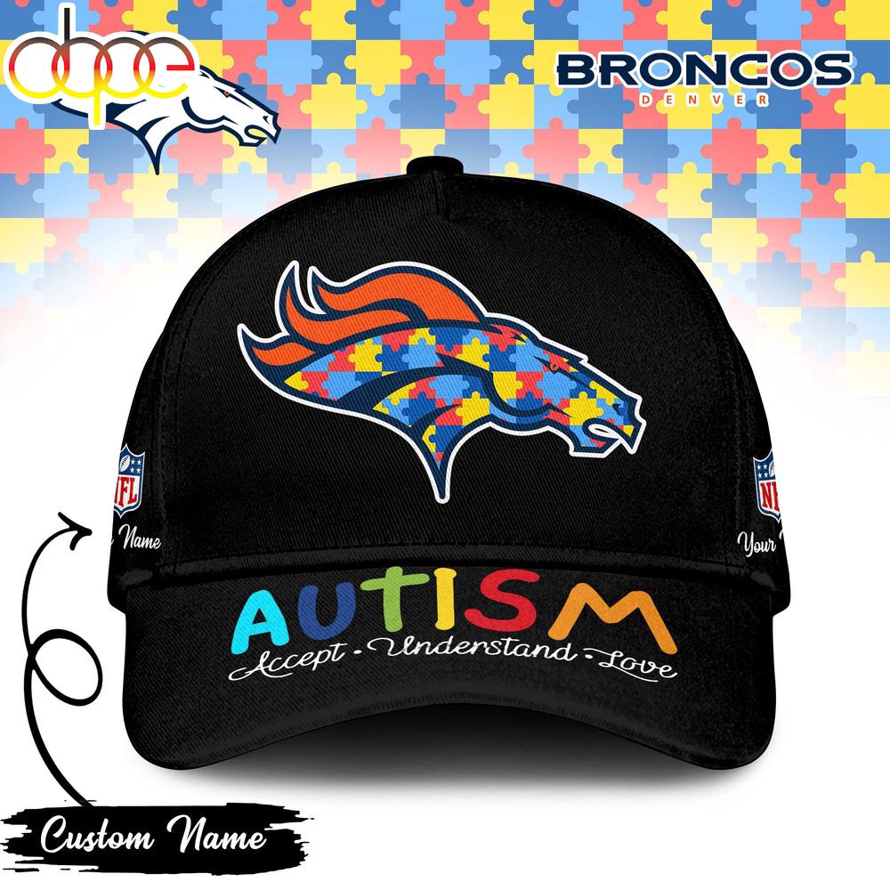 Custom Name Denver Broncos NFL Autism Classic Baseball Cap