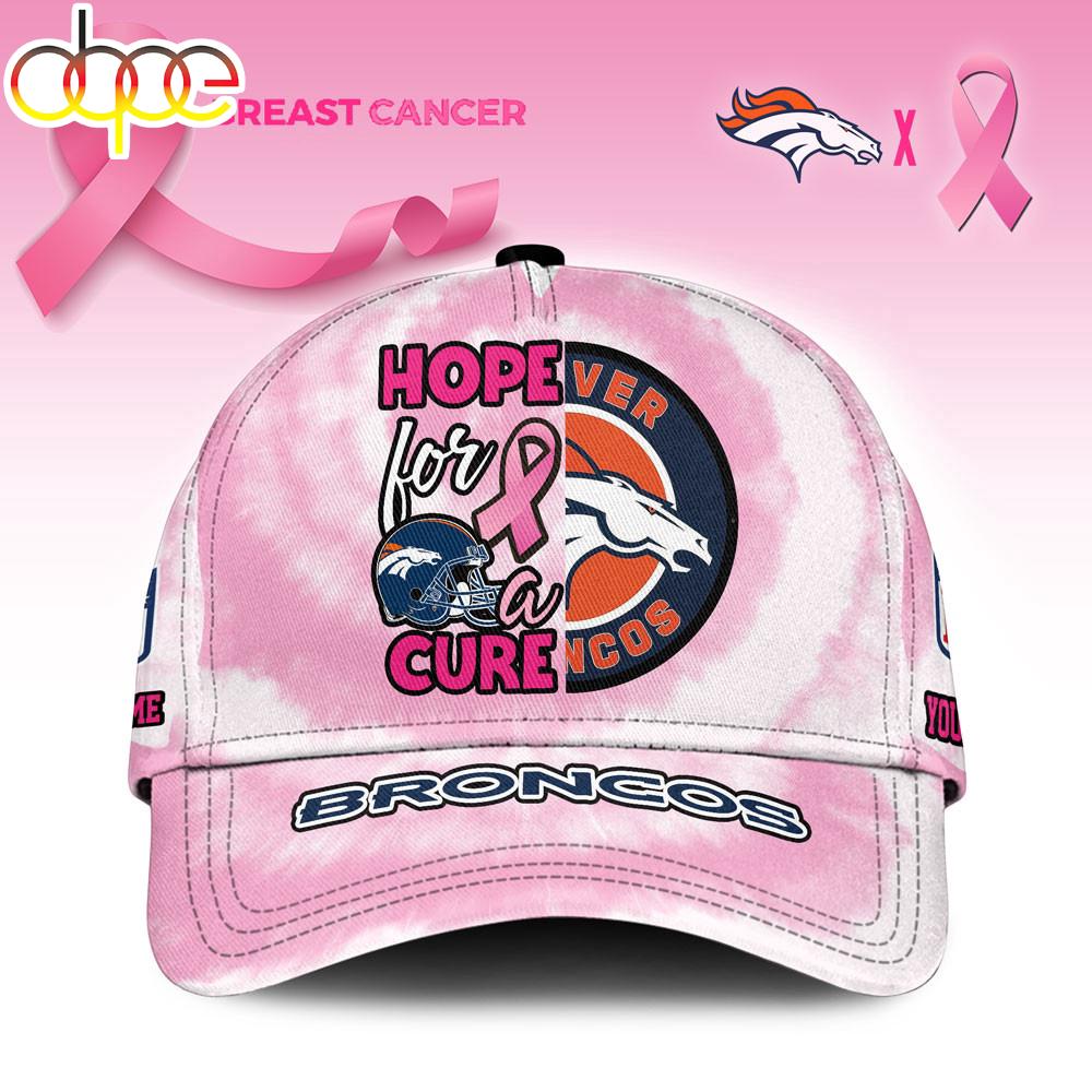 Custom Name Denver Broncos NFL Breast Cancer Awareness Baseball Cap