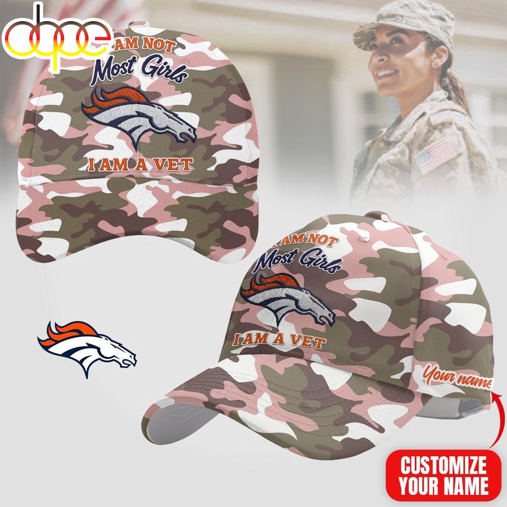 Custom Name Denver Broncos NFL Camo Veterans Classic Cap