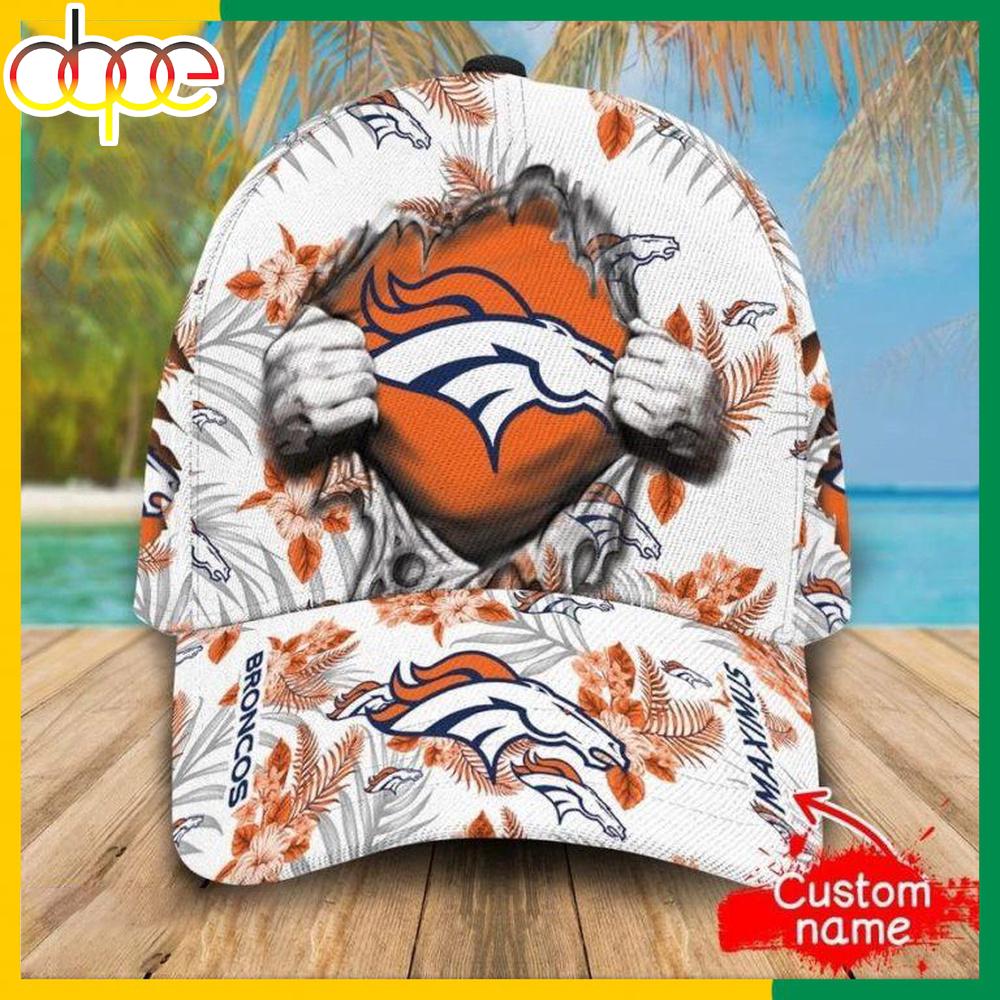 Custom Name Denver Broncos NFL Hawaiian Pattern Classic Baseball Cap