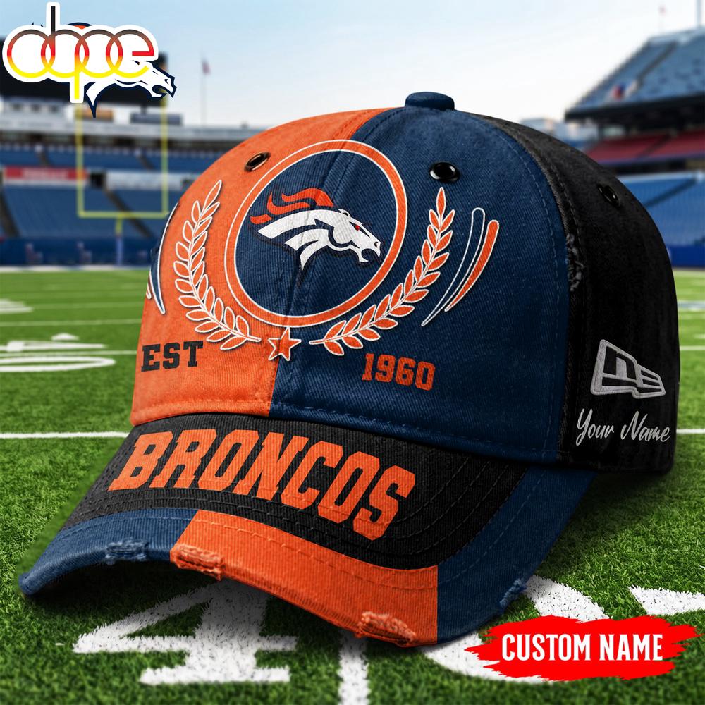 Custom Name Denver Broncos NFL Split Color New Era Baseball Cap