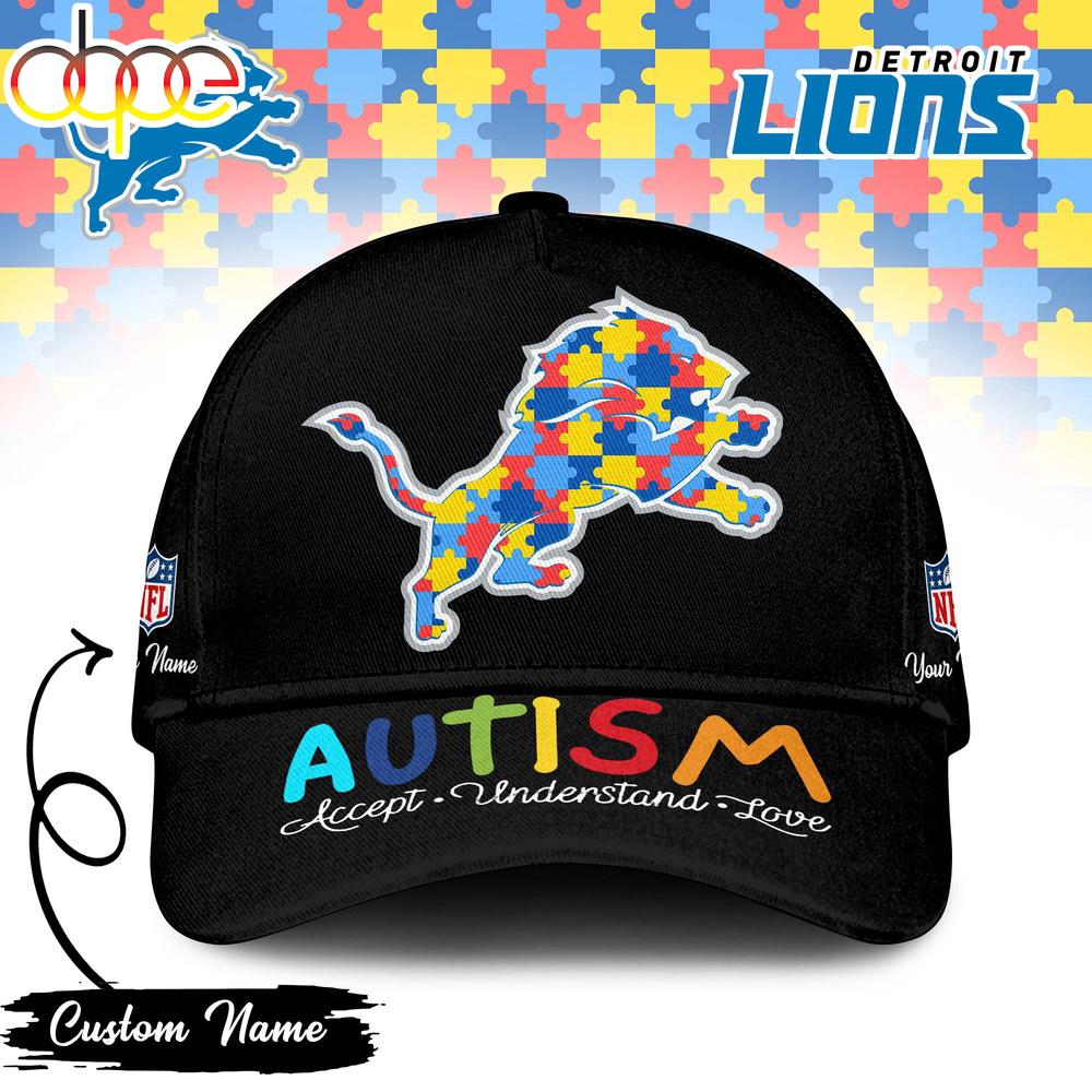 Custom Name Detroit Lions NFL Autism Classic Baseball Cap
