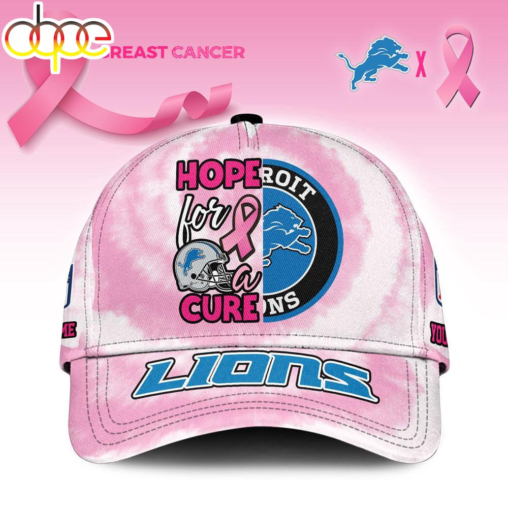 Custom Name Detroit Lions NFL Breast Cancer Awareness Baseball Cap