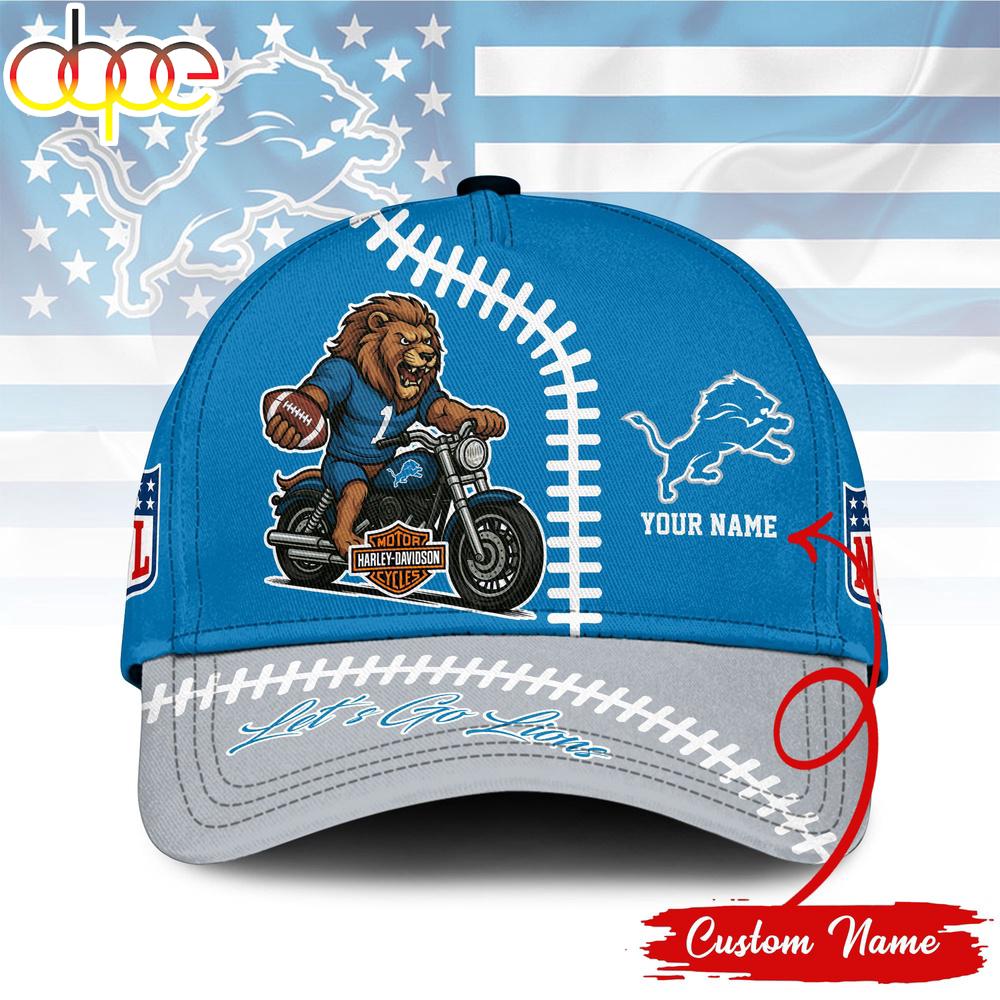 Custom Name Detroit Lions NFL Harley Davidson Classic Baseball Cap