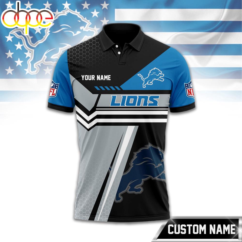 Custom Name Detroit Lions NFL Inspired 3D Polo Shirt