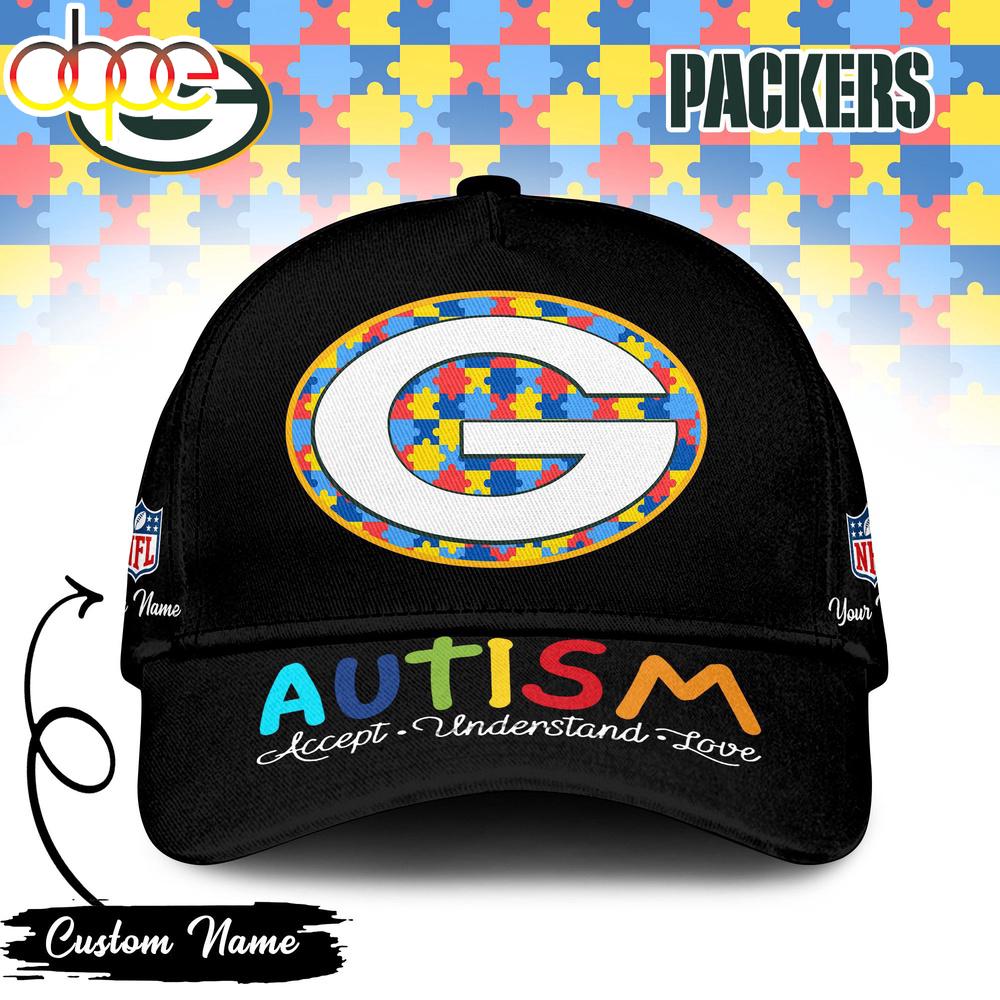 Custom Name Green Bay Packers NFL Autism Classic Baseball Cap