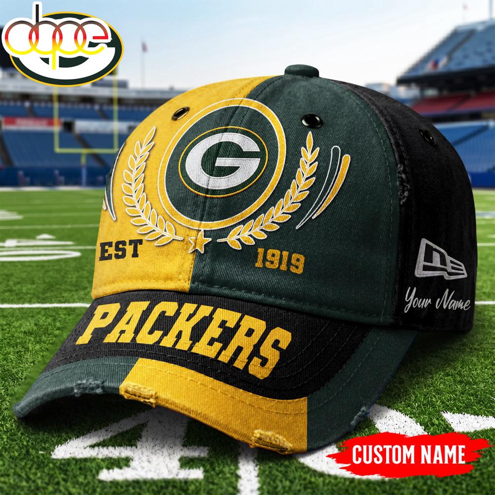 Custom Name Green Bay Packers NFL Split Color New Era Baseball Cap
