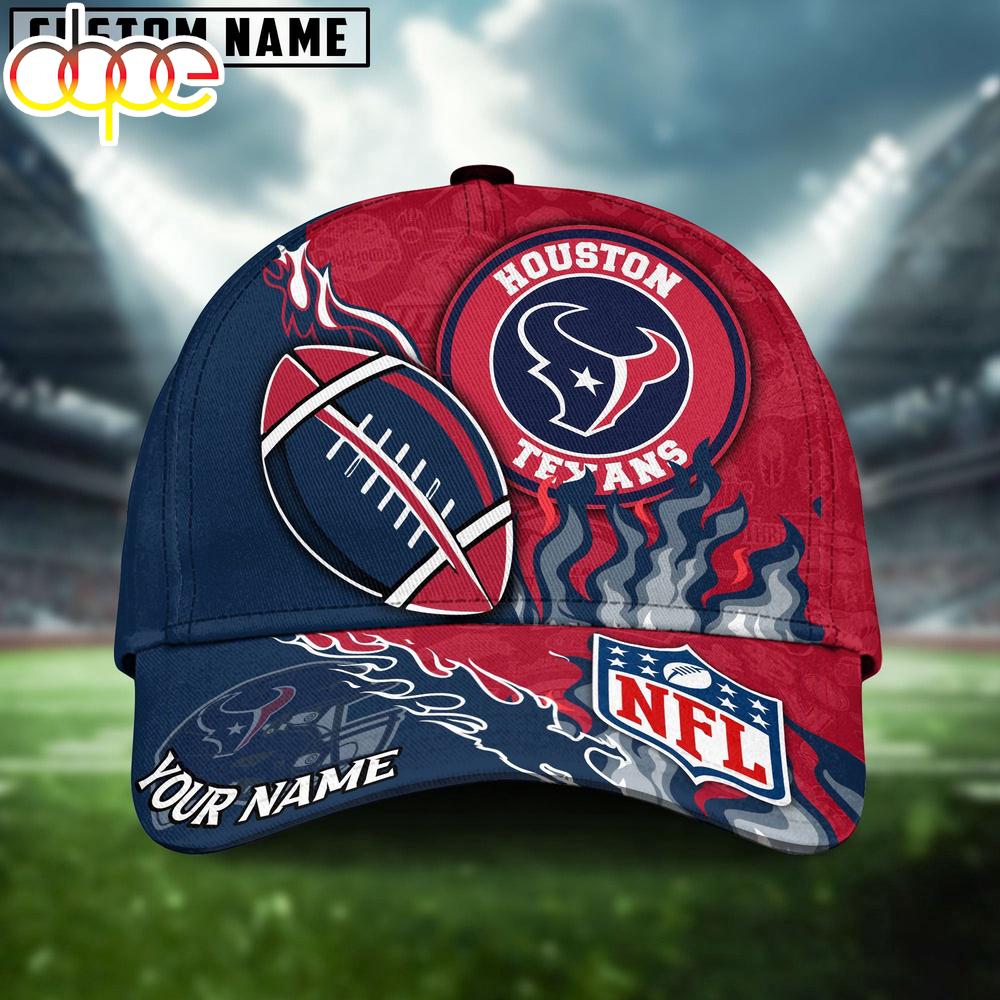 Custom Name Houston Texans NFL Dark Flame Classic Baseball Cap