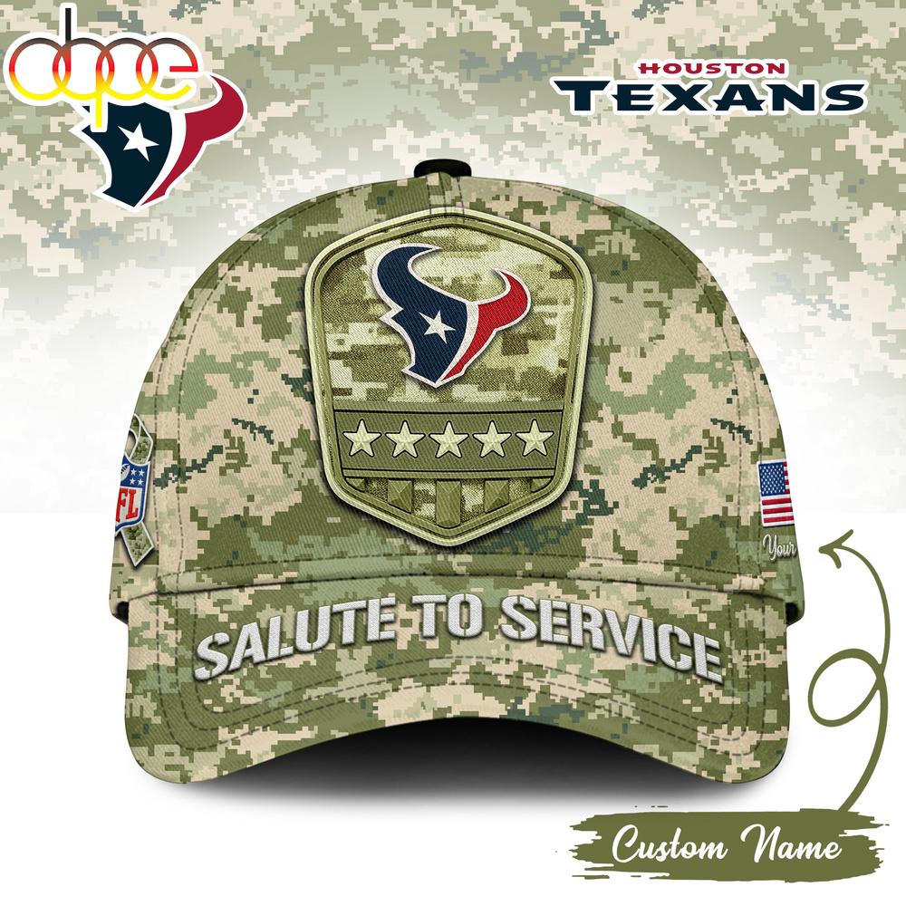 Custom Name Houston Texans NFL Salute To Service Baseball Cap