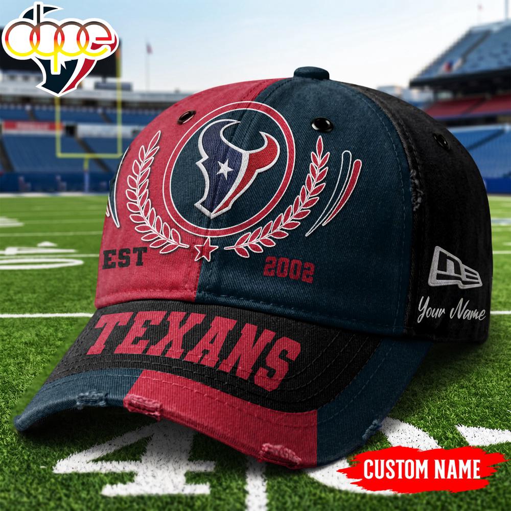 Custom Name Houston Texans NFL Split Color New Era Baseball Cap