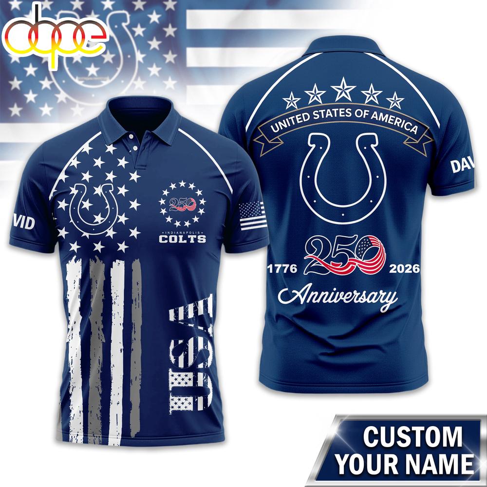 Custom Name Indianapolis Colts NFL American Semiquincentennial Polo Shirt