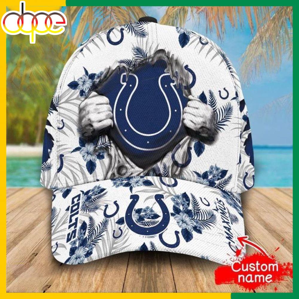 Custom Name Indianapolis Colts NFL Hawaiian Pattern Classic Baseball Cap