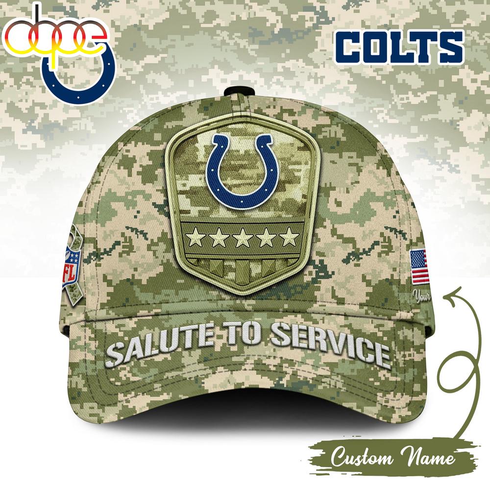 Custom Name Indianapolis Colts NFL Salute To Service Baseball Cap