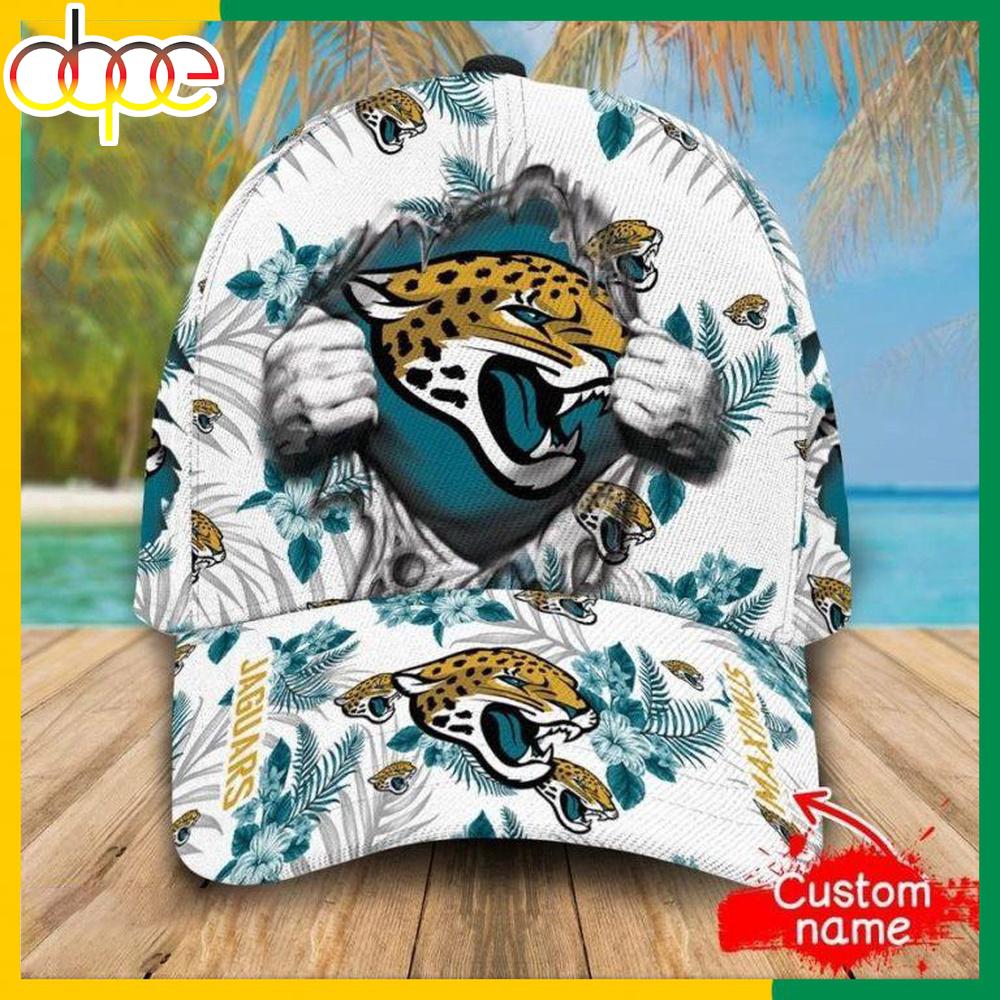 Custom Name Jacksonville Jaguars NFL Hawaiian Pattern Classic Baseball Cap