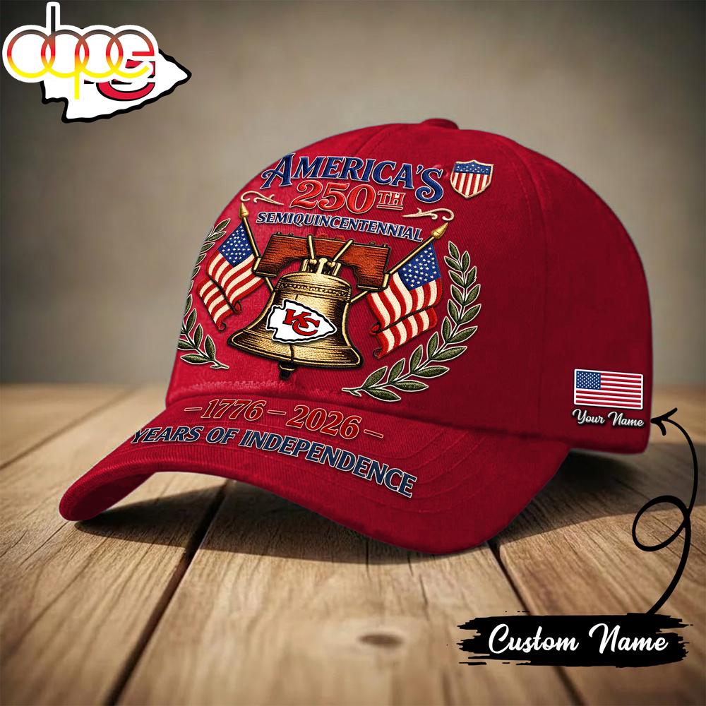 Custom Name Kansas City Chiefs NFL 1776-2026 Years Of Independence Classic Cap