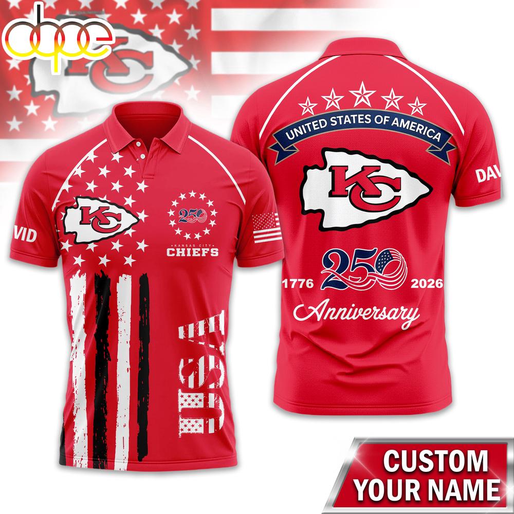 Custom Name Kansas City Chiefs NFL American Semiquincentennial Polo Shirt