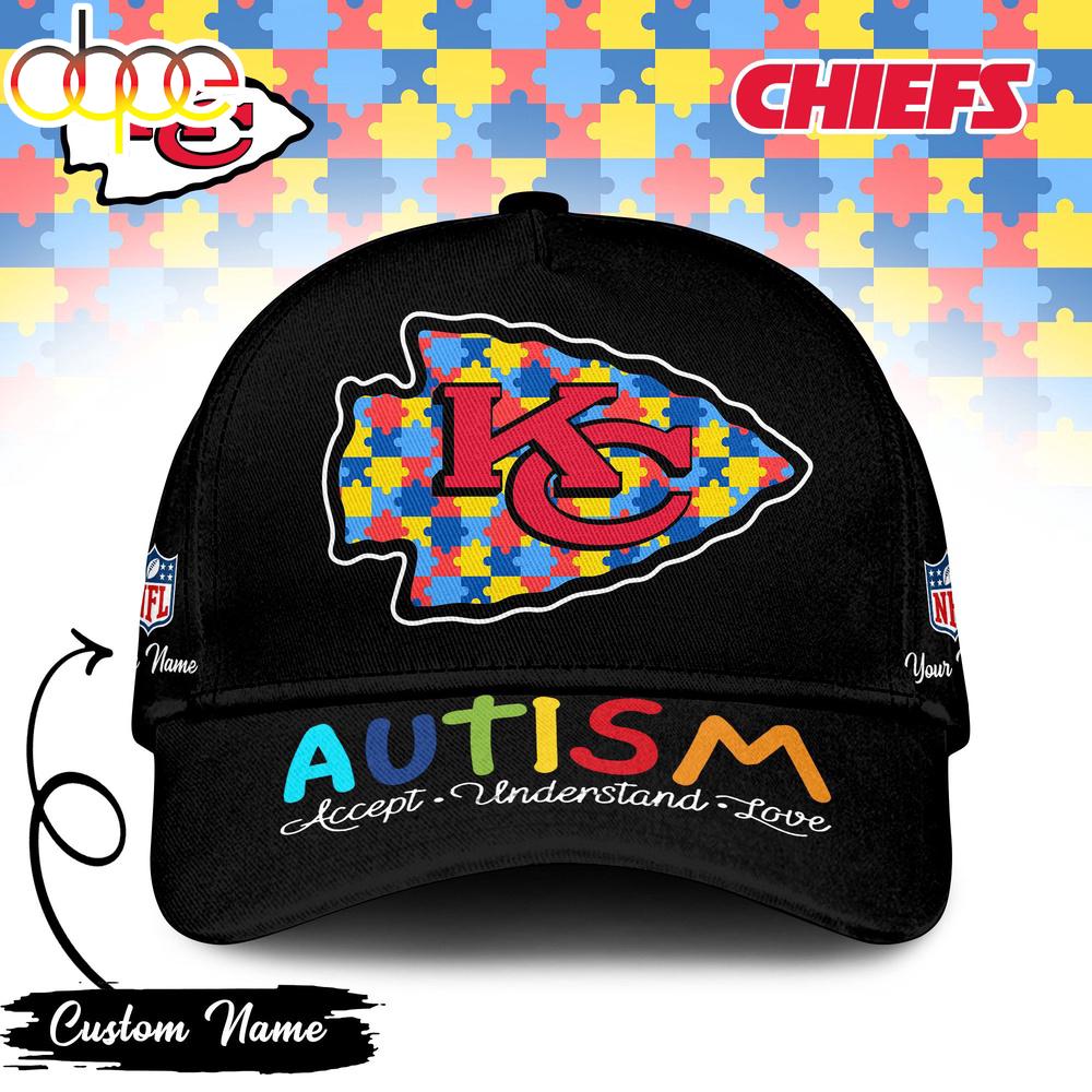 Custom Name Kansas City Chiefs NFL Autism Classic Baseball Cap