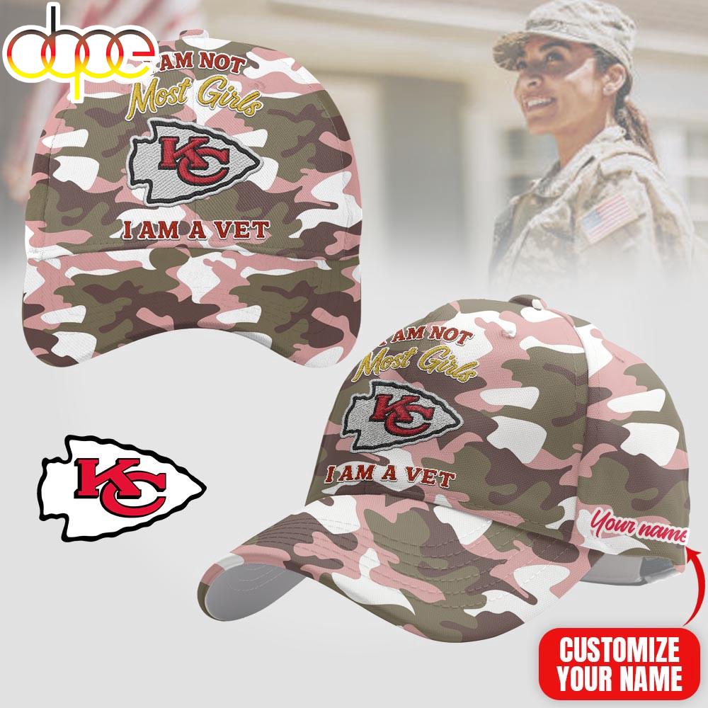 Custom Name Kansas City Chiefs NFL Camo Veterans Classic Cap