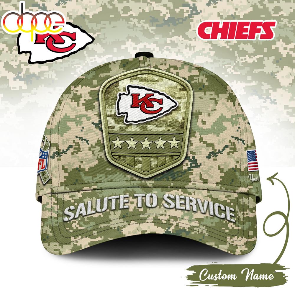 Custom Name Kansas City Chiefs NFL Salute To Service Baseball Cap