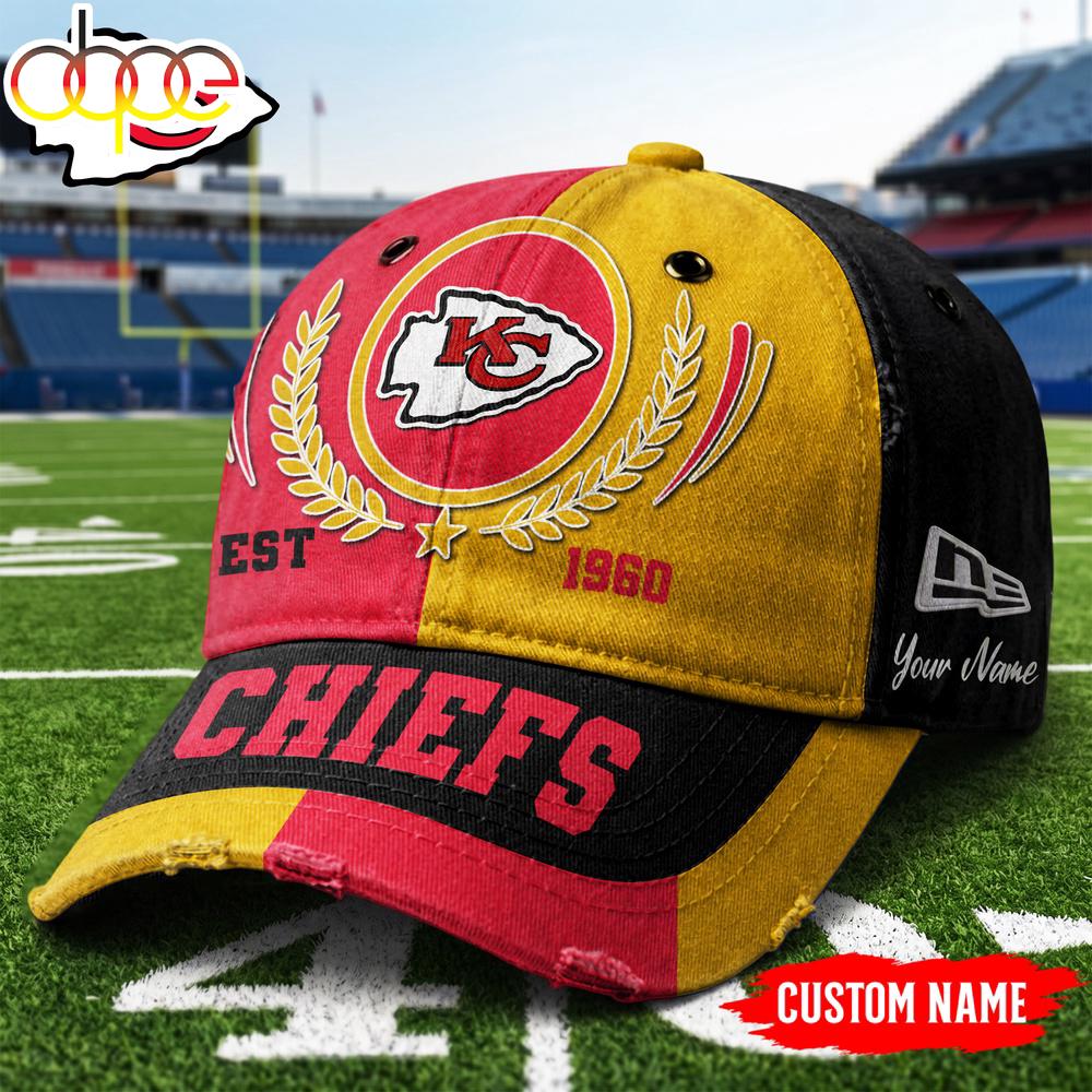 Custom Name Kansas City Chiefs NFL Split Color New Era Baseball Cap