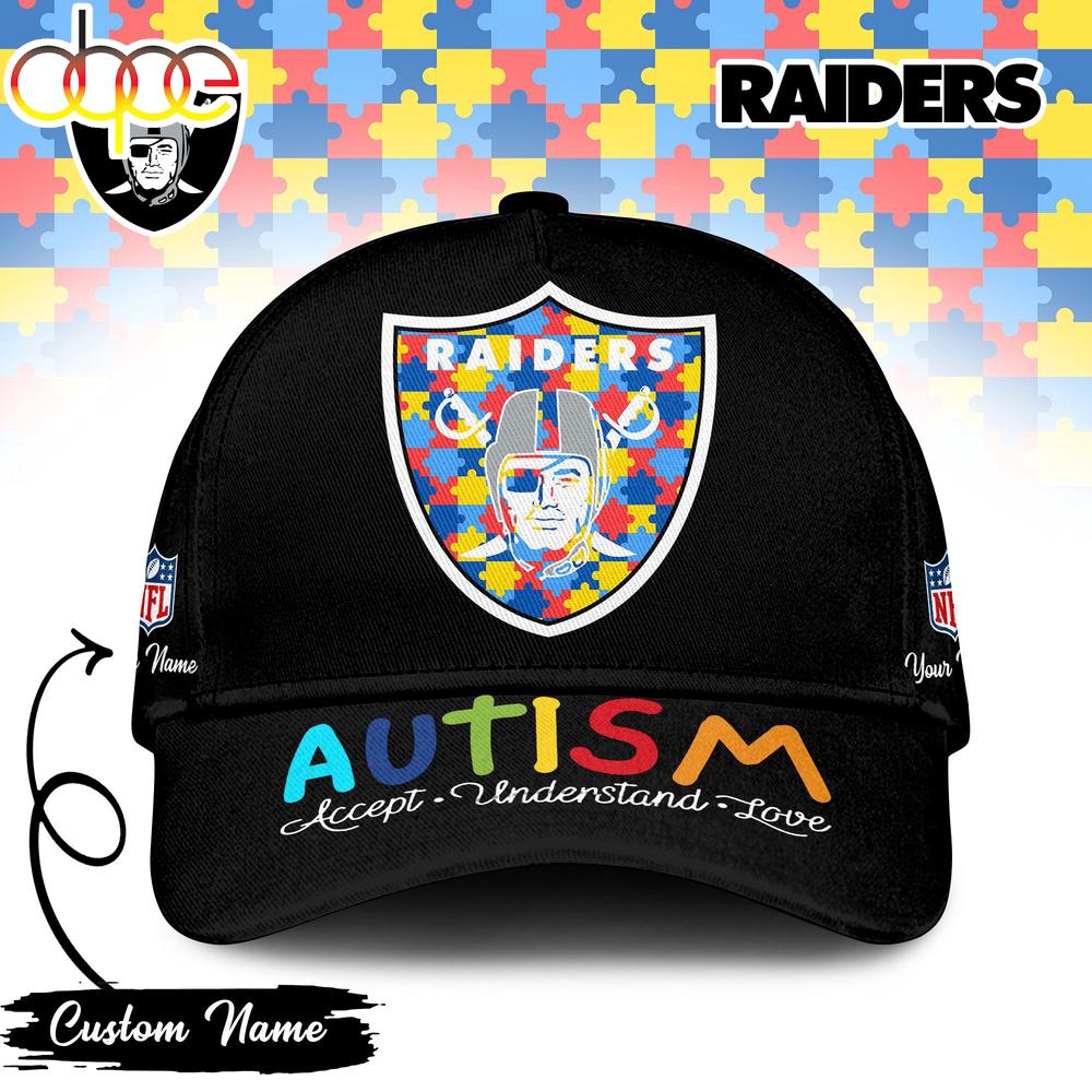 Custom Name Las Vegas Raiders NFL Autism Classic Baseball Cap