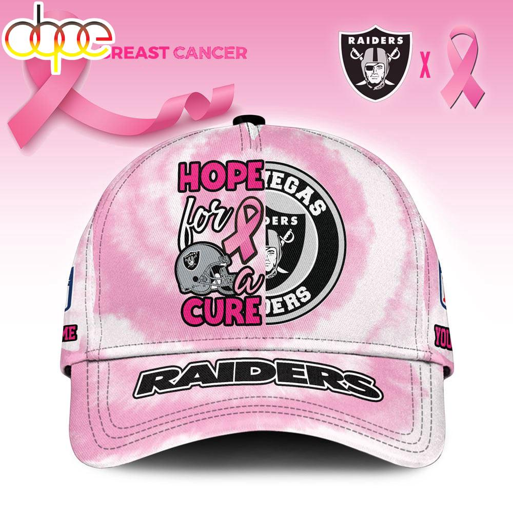 Custom Name Las Vegas Raiders NFL Breast Cancer Awareness Baseball Cap