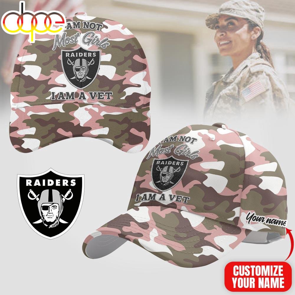 Custom Name Las Vegas Raiders NFL Camo Veterans Classic Cap