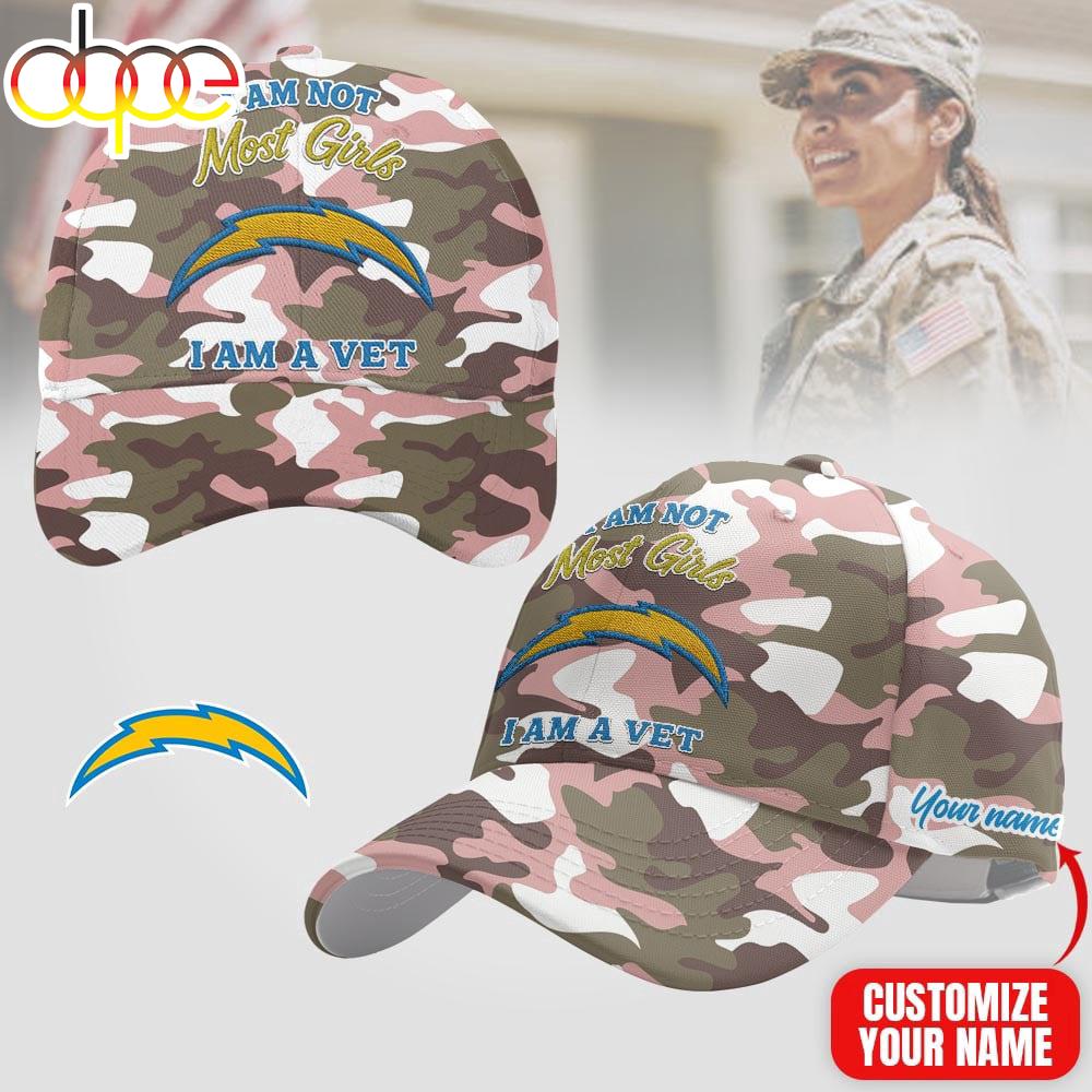 Custom Name Los Angeles Chargers NFL Camo Veterans Classic Cap