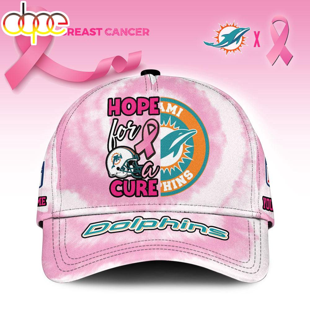 Custom Name Miami Dolphins NFL Breast Cancer Awareness Baseball Cap