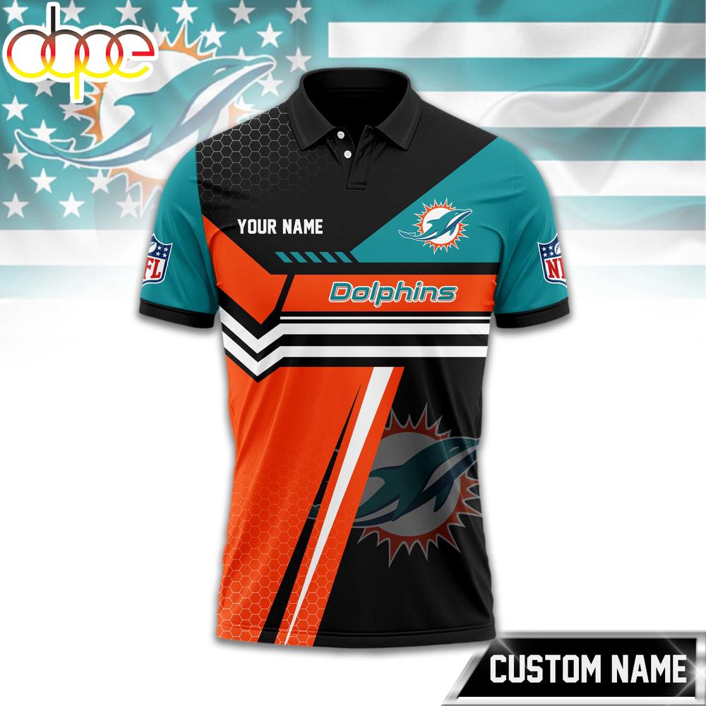 Custom Name Miami Dolphins NFL Inspired 3D Polo Shirt