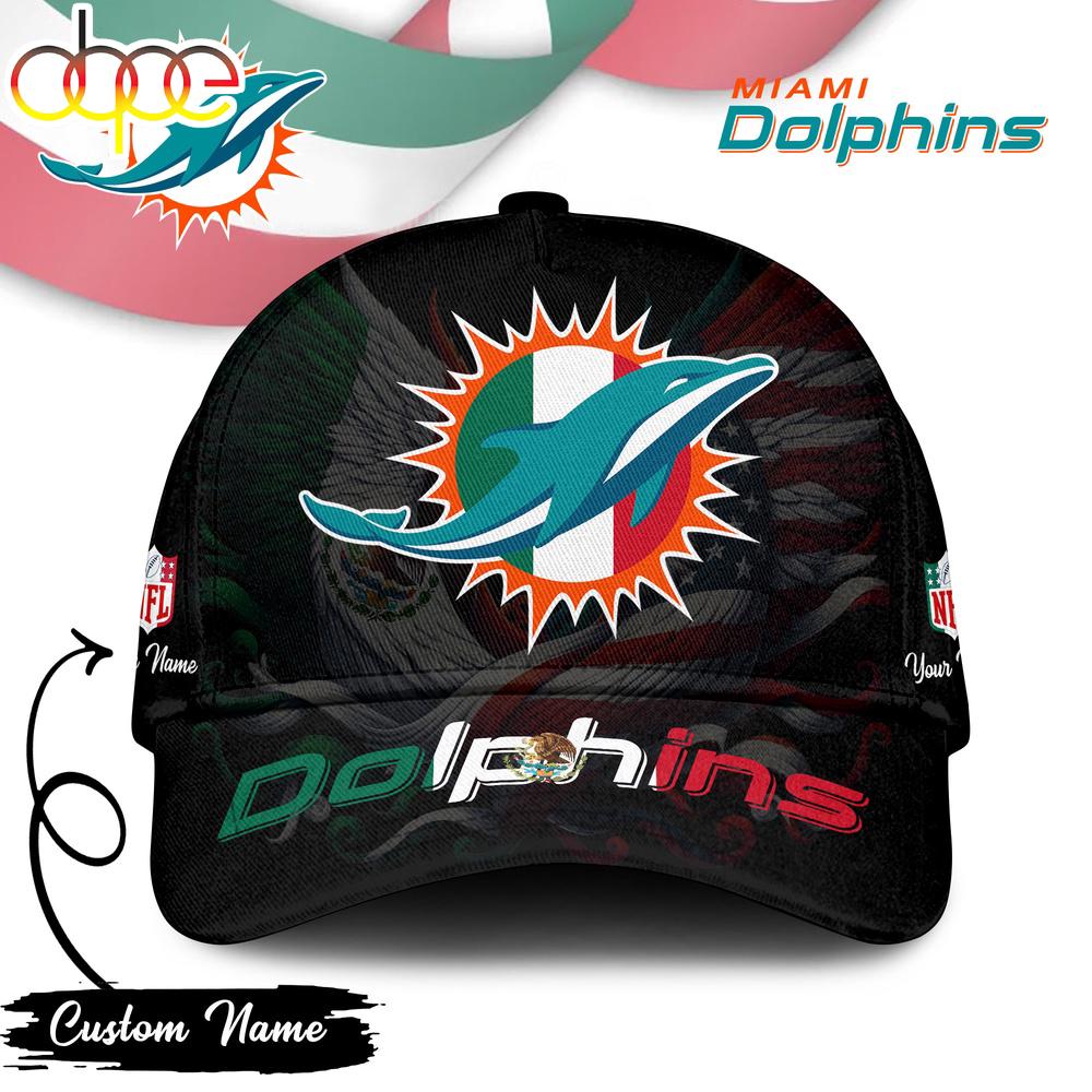 Custom Name Miami Dolphins NFL Mexican Classic Baseball Cap