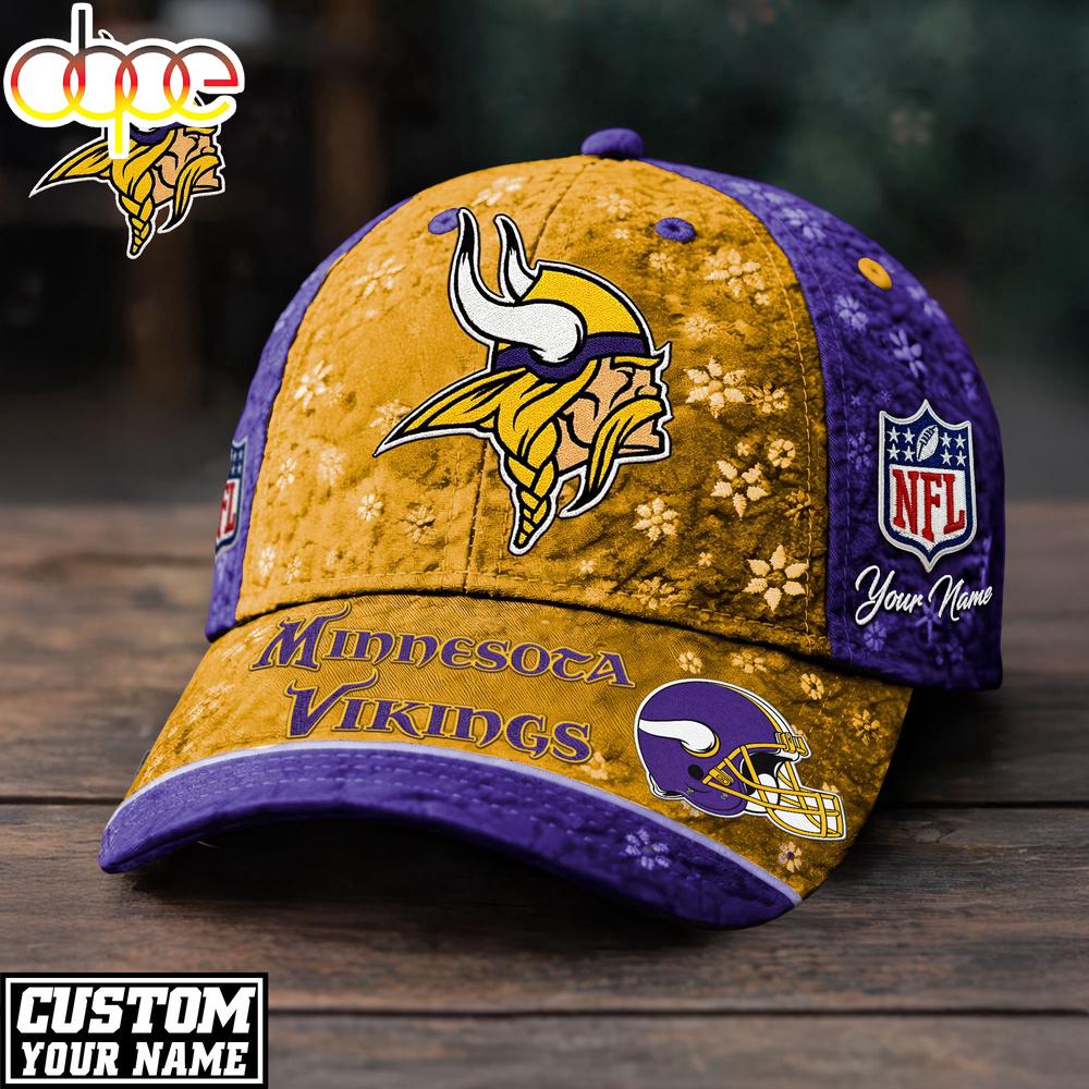 Custom Name Minnesota Vikings NFL Flower Classic Cap