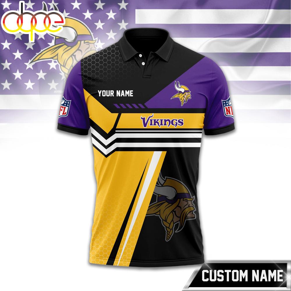 Custom Name Minnesota Vikings NFL Inspired 3D Polo Shirt
