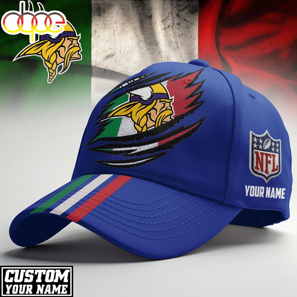 Custom Name Minnesota Vikings NFL Italy Classic Cap