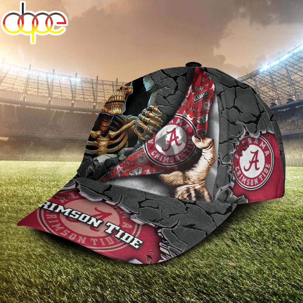 Custom Name NCAA Alabama Crimson Tide Skeleton Halloween Classic Cap