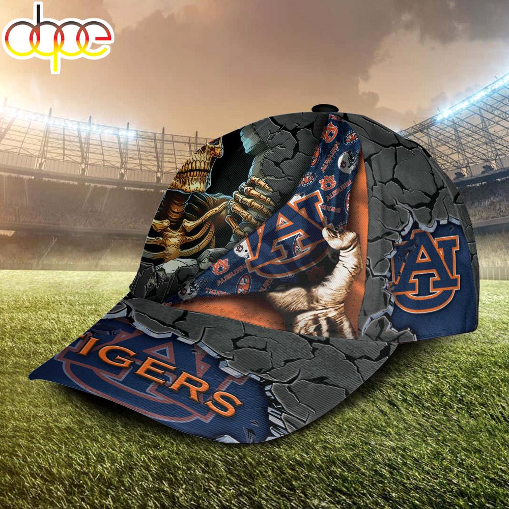Custom Name NCAA Auburn Tigers Skeleton Halloween Classic Cap
