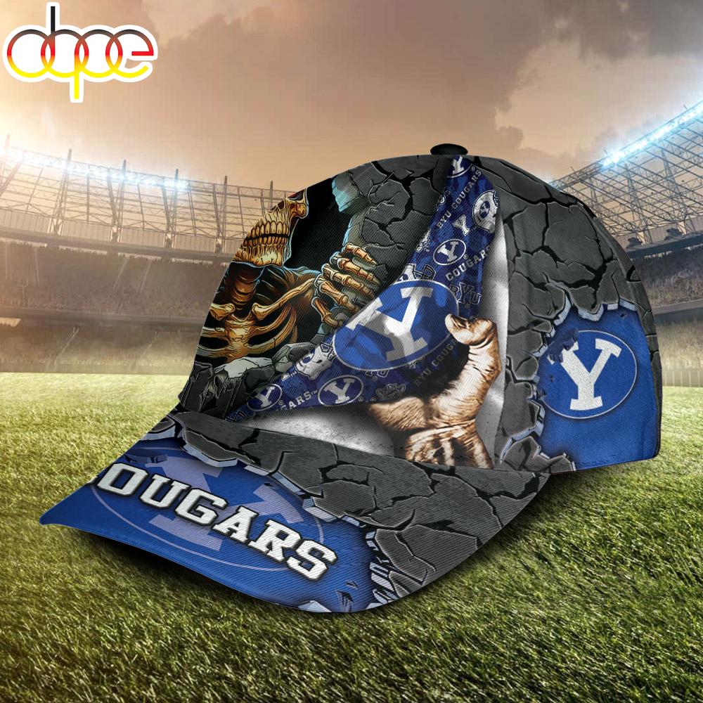 Custom Name NCAA BYU Cougars Skeleton Halloween Classic Cap