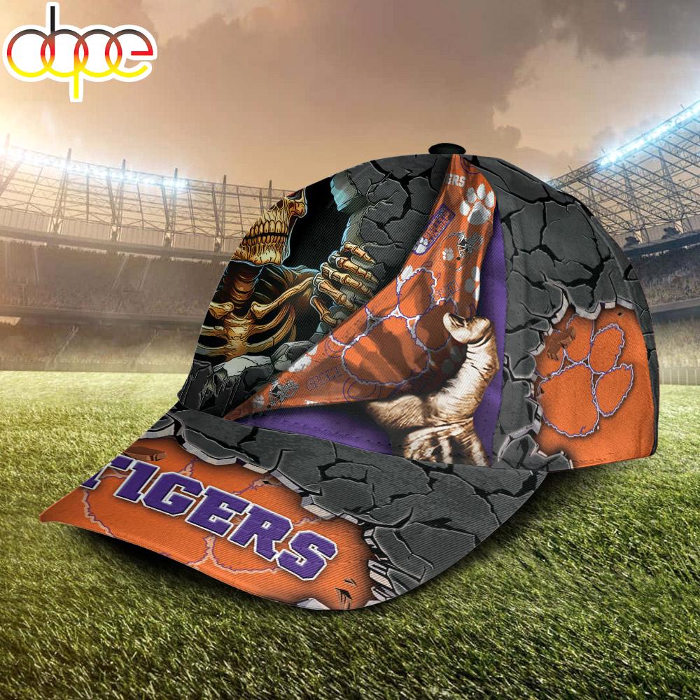 Custom Name NCAA Clemson Tigers Skeleton Halloween Classic Cap