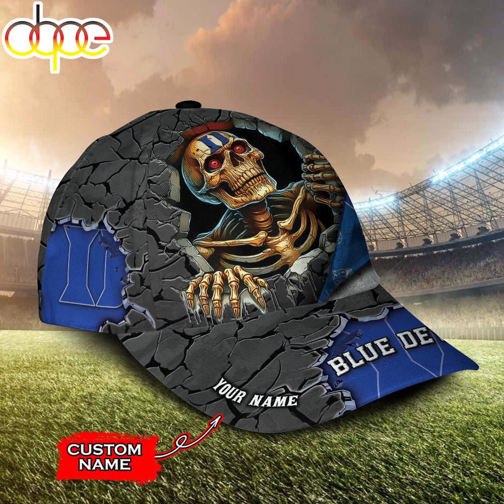 Custom Name NCAA Duke Blue Devils Skeleton Halloween Classic Cap