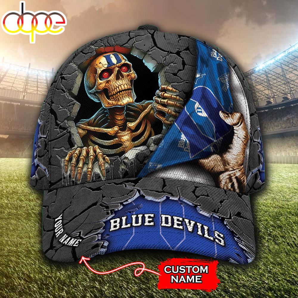 Custom Name NCAA Duke Blue Devils Skeleton Halloween Classic Cap