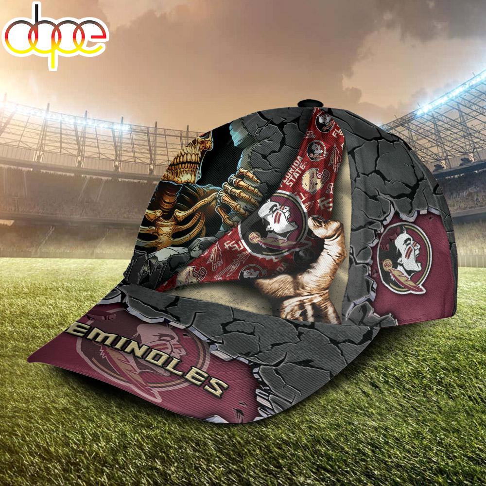 Custom Name NCAA Florida State Seminoles Skeleton Halloween Classic Cap