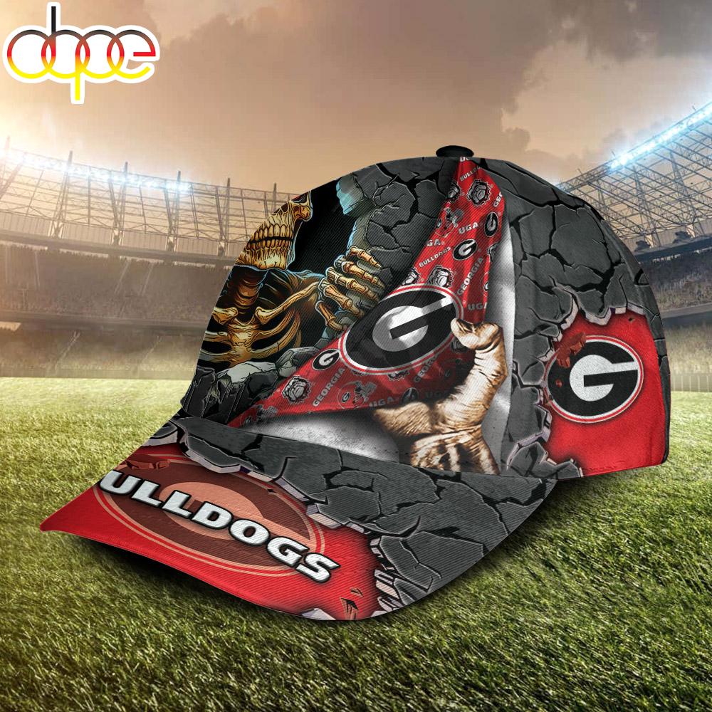Custom Name NCAA Georgia Bulldogs Skeleton Halloween Classic Cap
