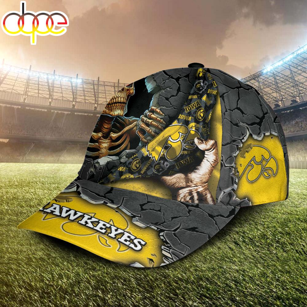 Custom Name NCAA Iowa Hawkeyes Skeleton Halloween Classic Cap