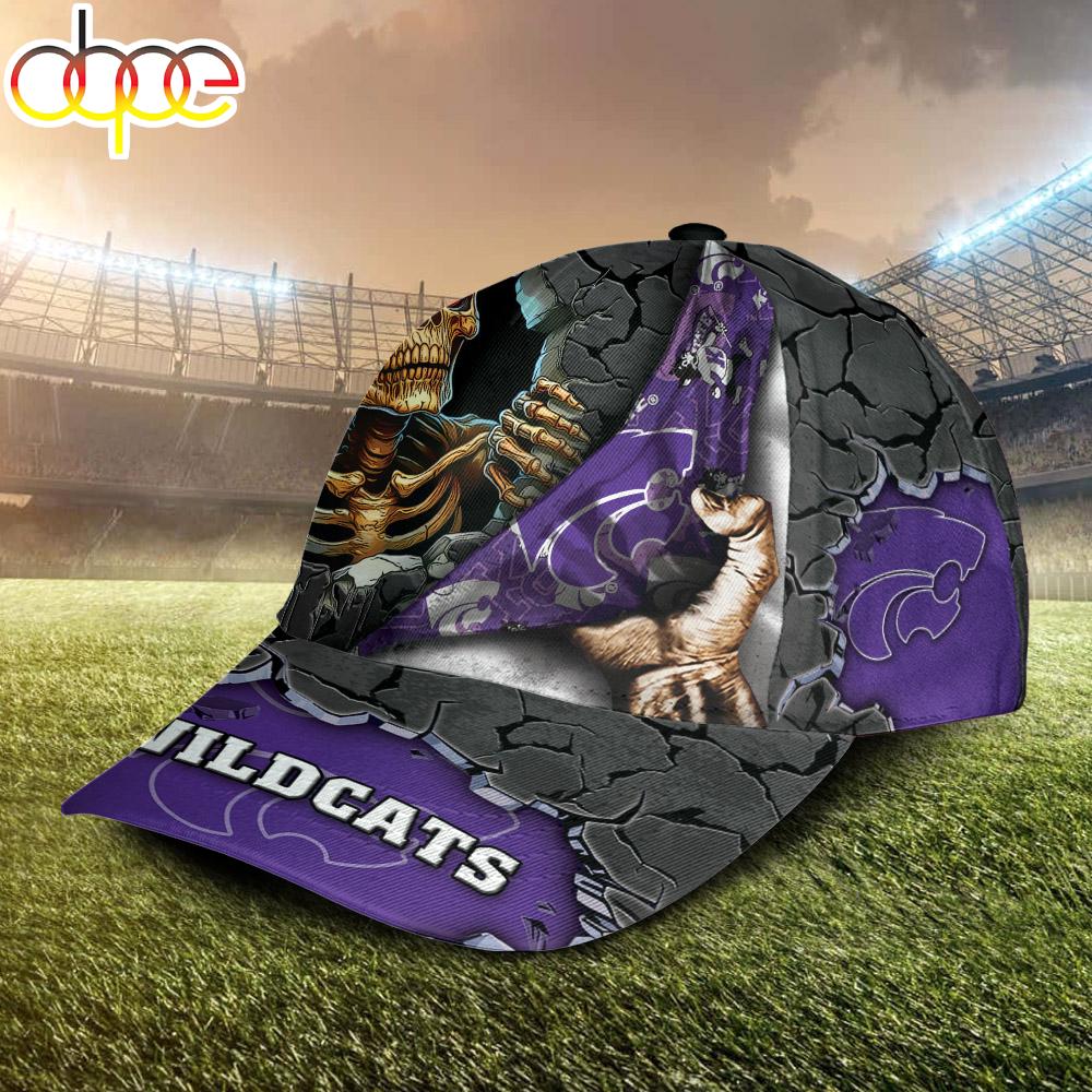 Custom Name NCAA Kansas State Wildcats Skeleton Halloween Classic Cap