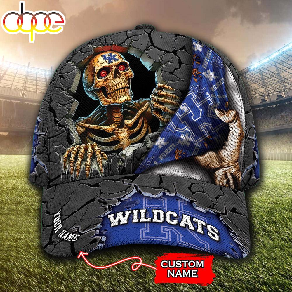 Custom Name NCAA Kentucky Wildcats Skeleton Halloween Classic Cap