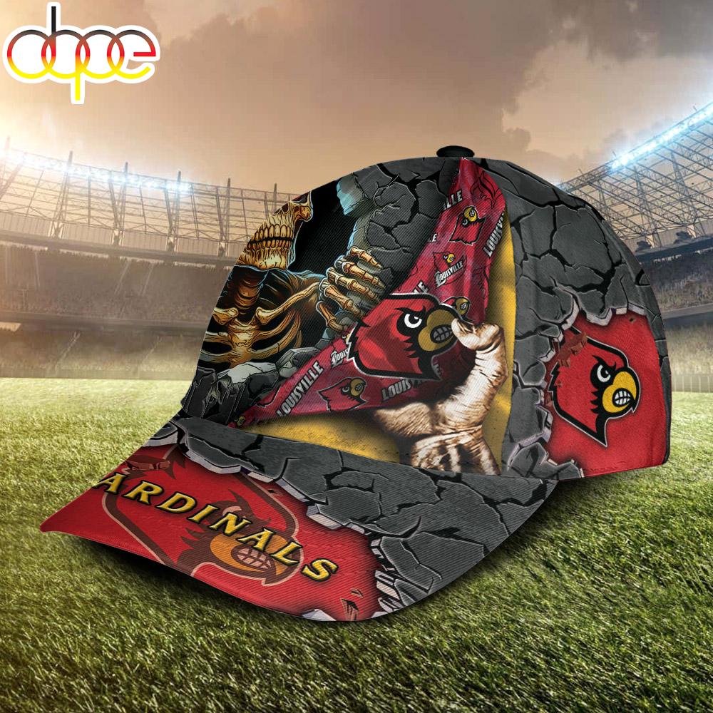 Custom Name NCAA Louisville Cardinals Skeleton Halloween Classic Cap