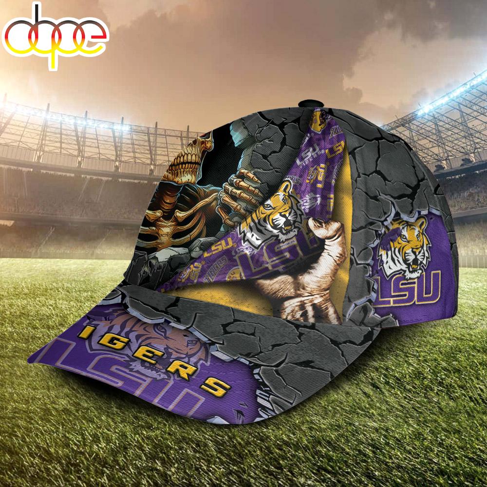 Custom Name NCAA LSU Tigers Skeleton Halloween Classic Cap