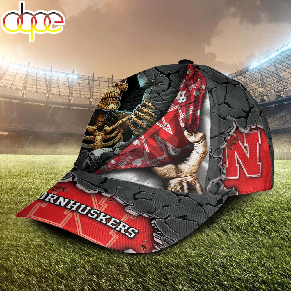 Custom Name NCAA Nebraska Cornhuskers Skeleton Halloween Classic Cap