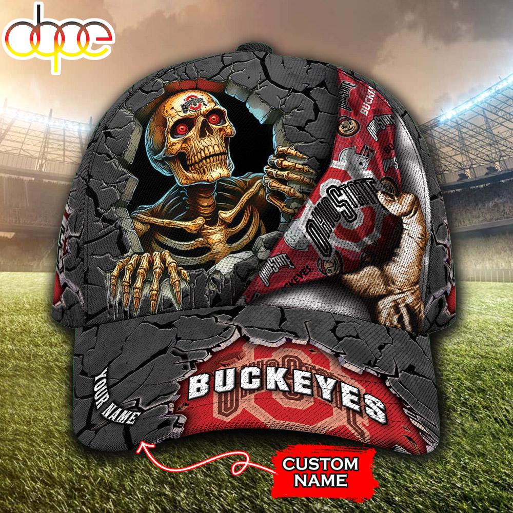 Custom Name NCAA Ohio State Buckeyes Skeleton Halloween Classic Cap